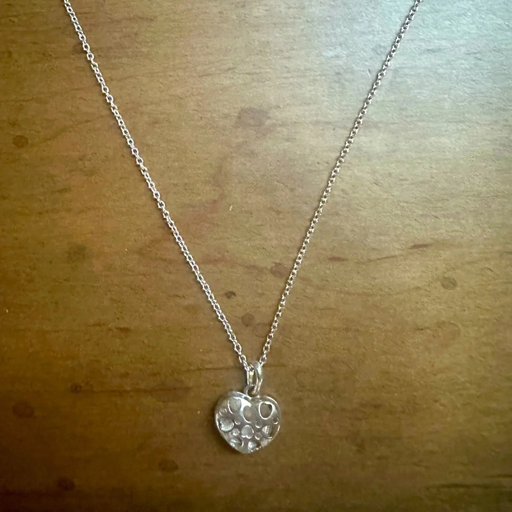 Silver Rhinestone Heart Necklace with Adjustable Chain